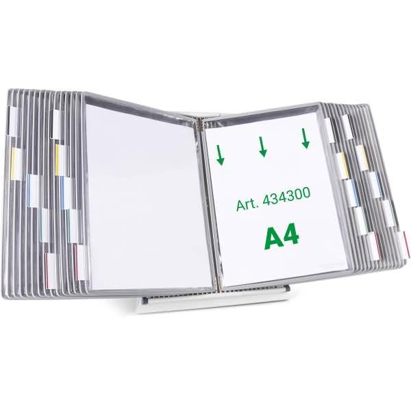 Wandsichttafelsystem Pult A4 grau Metall mit 30 Sichttafeln A4 grau