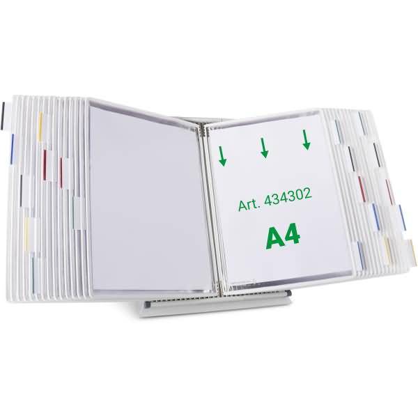 Wandsichttafelsystem Pult A4 grau Metall mit 30 Sichttafeln A4 weiß