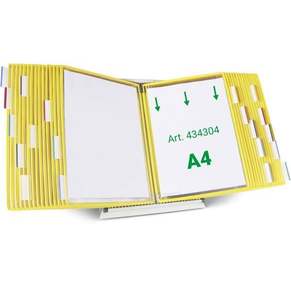 Wandsichttafelsystem Pult A4 grau Metall mit 30 Sichttafeln A4 gelb