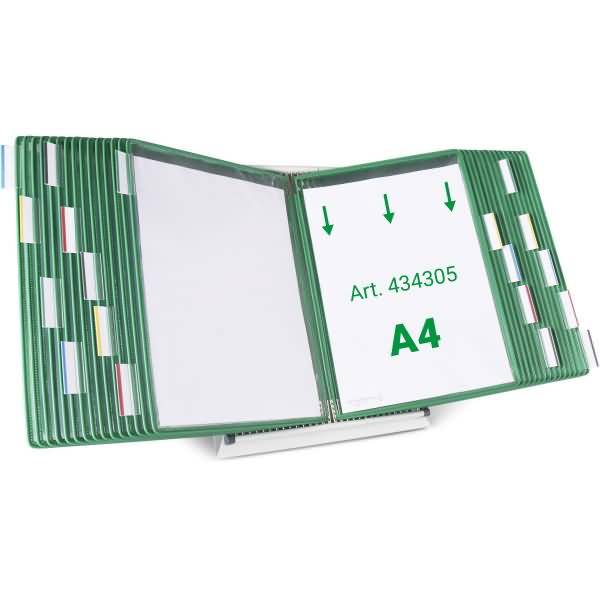 Wandsichttafelsystem Pult A4 grau Metall mit 30 Sichttafeln A4 grün