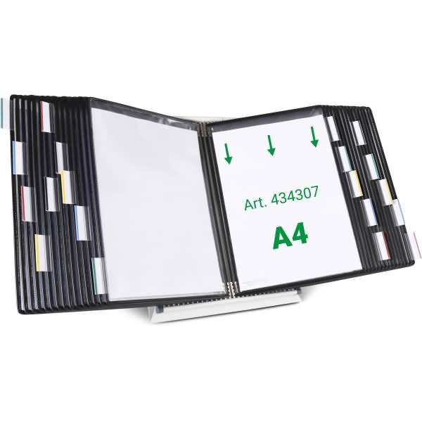 Tischsichttafelsystem Pult A4 grau Metall mit 30 Sichttafeln A4 schwarz