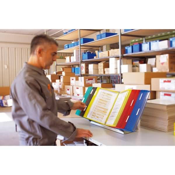 Sichttafelständer A4 grau Metall mit 60 Sichttafeln sortiert