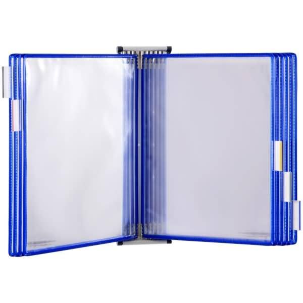 Wandsichttafelsystem Pult A5 grau Metall mit 10 Sichttafeln A5 blau