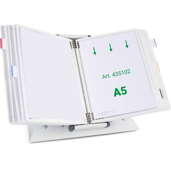 Wandsichttafelsystem Pult A5 grau Metall mit 10 Sichttafeln A5 weiß