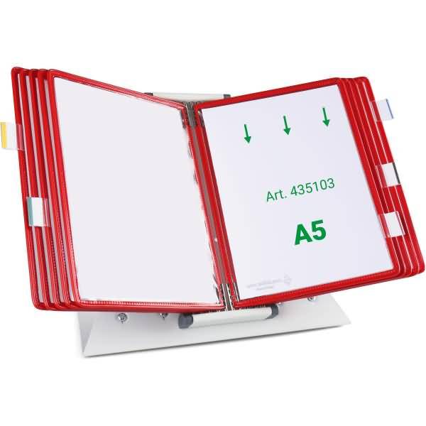 Wandsichttafelsystem Pult A5 grau Metall mit 10 Sichttafeln A5 rot