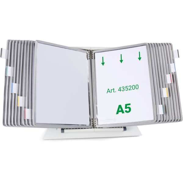 Wandsichttafelsystem Pult A5 grau Metall mit 20 Sichttafeln A5 grau