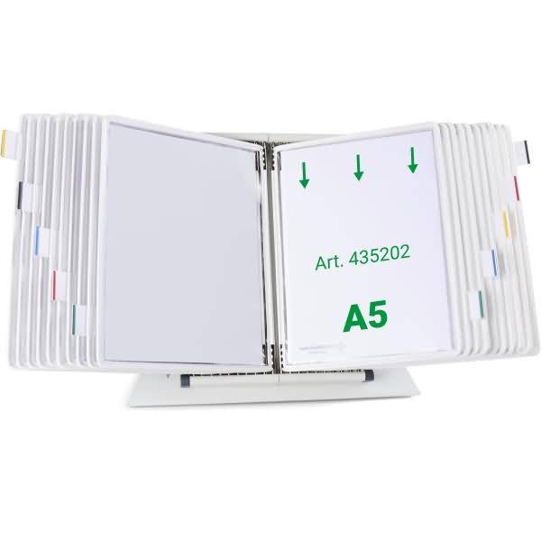 Wandsichttafelsystem Pult A5 grau Metall mit 20 Sichttafeln A5 weiß