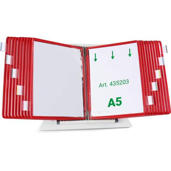 Wandsichttafelsystem Pult A5 grau Metall mit 20 Sichttafeln A5 rot