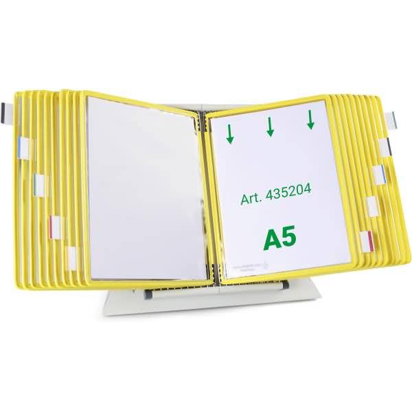 Wandsichttafelsystem Pult A5 grau Metall mit 20 Sichttafeln A5 gelb