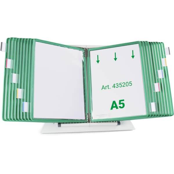 Wandsichttafelsystem Pult A5 grau Metall mit 20 Sichttafeln A5 grün