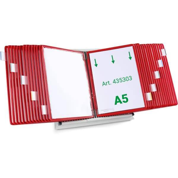 Wandsichttafelsystem Pult A5 grau Metall mit 30 Sichttafeln A5 rot