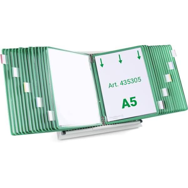 Wandsichttafelsystem Pult A5 grau Metall mit 30 Sichttafeln A5 grün