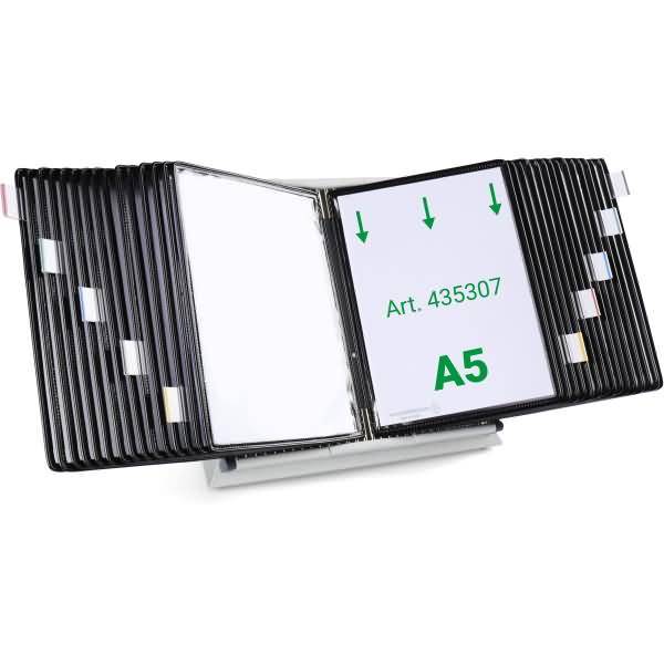 Wandsichttafelsystem Pult A5 grau Metall mit 30 Sichttafeln A5 schwarz