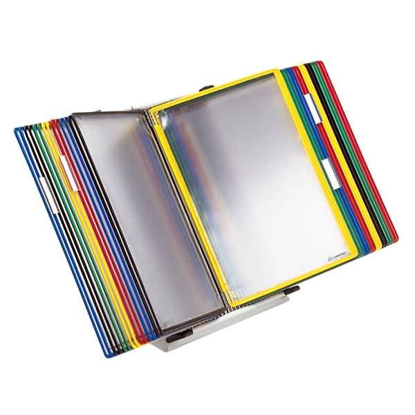 Wandsichttafelsystem Pult A5 grau Metall mit 30 Sichttafeln A5 sortiert