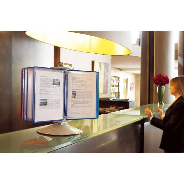 Sichttafelständer A4 grau Metall mit 40 Sichttafeln blau