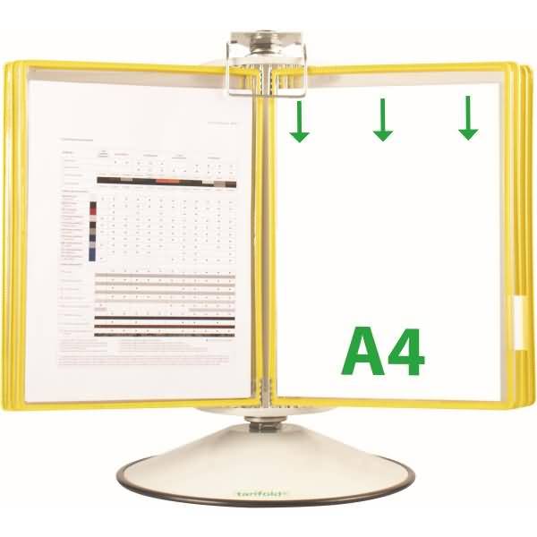Sichttafelständer A4 grau Metall mit 40 Sichttafeln gelb