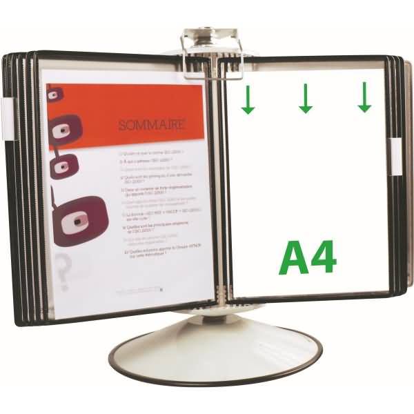 Sichttafelständer A4 grau Metall mit 40 Sichttafeln schwarz