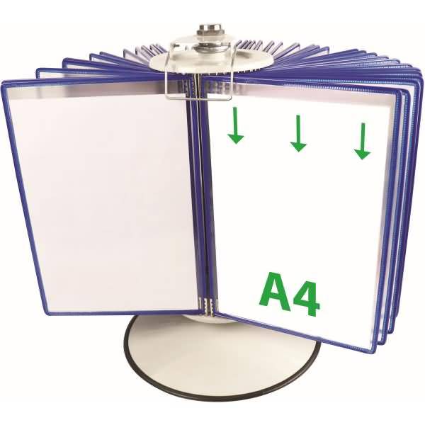 Sichttafelständer A4 grau Metall mit 50 Sichttafeln blau
