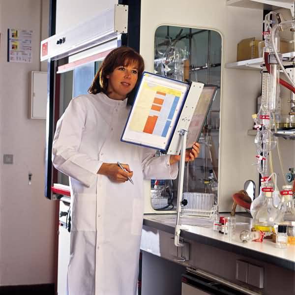 Sichttafel-Tischsäule lichtgrau lackiert mit Tischklemme unbestückt