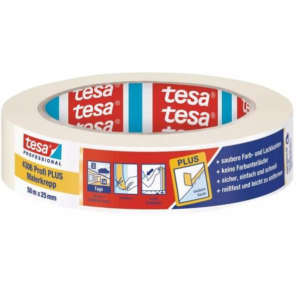 Maler-Kreppband tesakrepp 4306 25mmx50m Papier schwach gekreppt