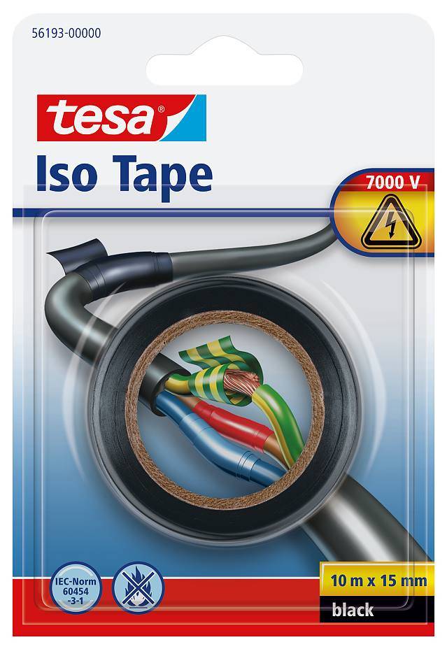 TESA 56193-00000-22, 1 Stück(e), Schwarz, PVC, 7000 V, Sichtverpackung, 10 m