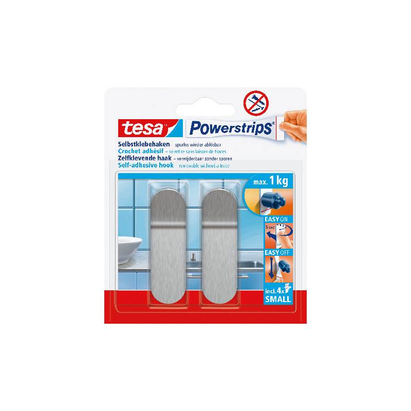 tesa Powerstrips Haken SMALL Metall, halbrund