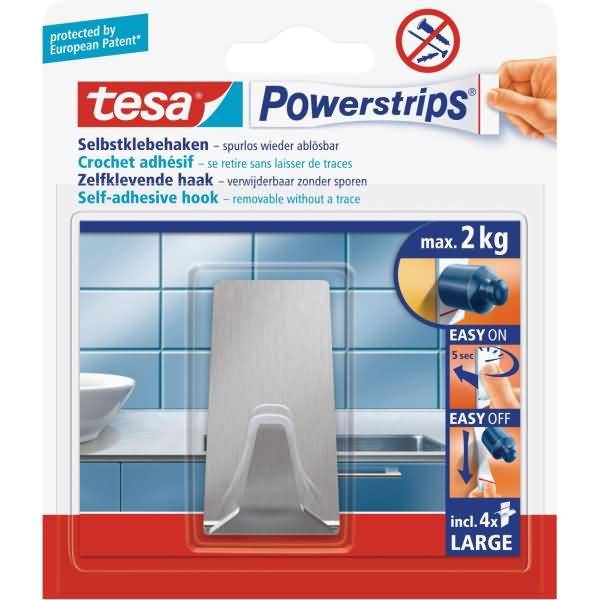 Klebehaken Powerstrips L Edelstahl rechteckig