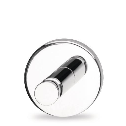 Chrome- und klares rundes Schubladenknauf oder Griff auf weißem Hintergrund.