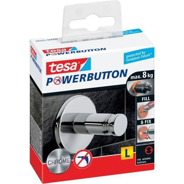 Klebehaken Powerbutton Universal L Tragfähigkeit 8kg rund chrom