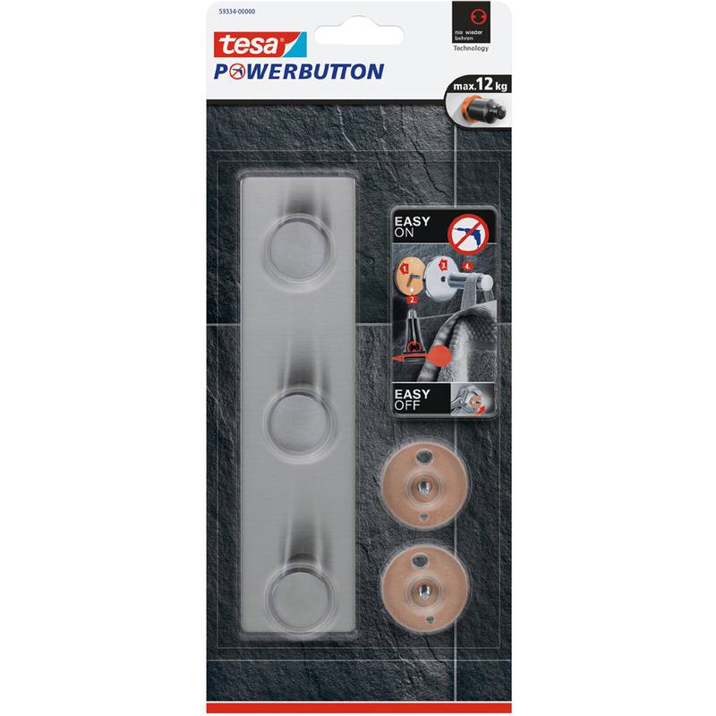 tesa Powerbutton Hakenleiste Classic, 3-fach
