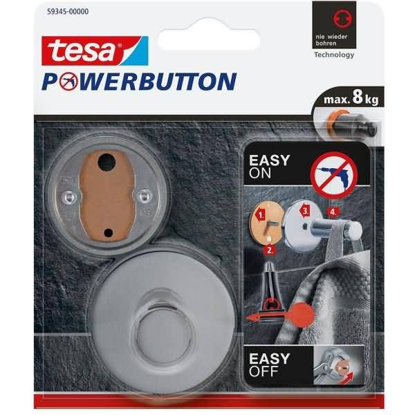 Klebehaken Powerbutton rund matt