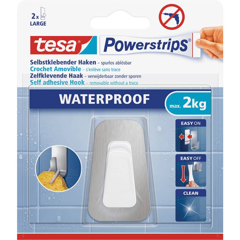 tesa Powerstrips Haken WATERPROOF Large Metall/Plastik