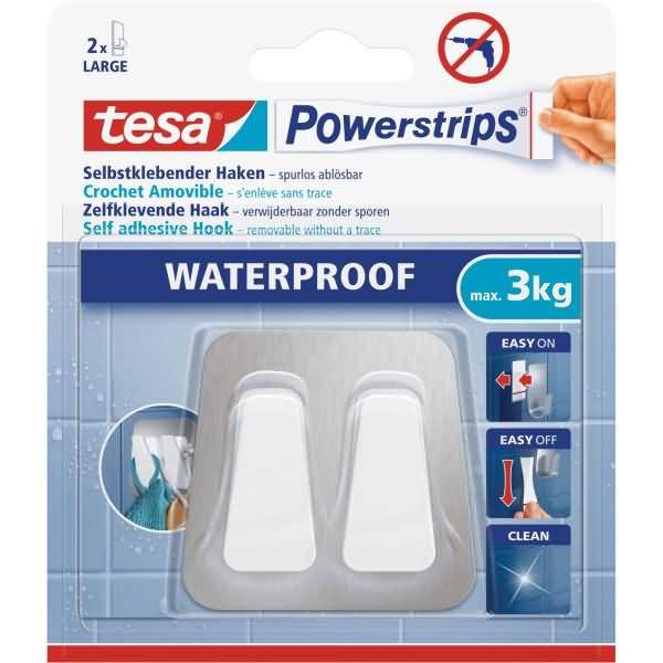 Doppelhaken Powerstrips Edelstahl/Kunststoff Tragfähigkeit 2kg eckig wasserfest
