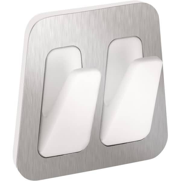 Doppelhaken Powerstrips Edelstahl/Kunststoff Tragfähigkeit 2kg eckig wasserfest