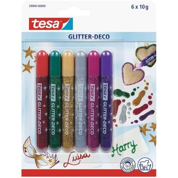 Glitzerkleber -Glitter-Deco- bunt 6 Tuben a 10 ml