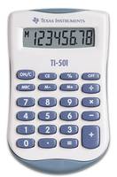 Texas Instruments TI-501 Taschenrechner, der 123456.78 auf dem Display anzeigt, mit sichtbaren Standard-Zifferntasten und Operationstaste.