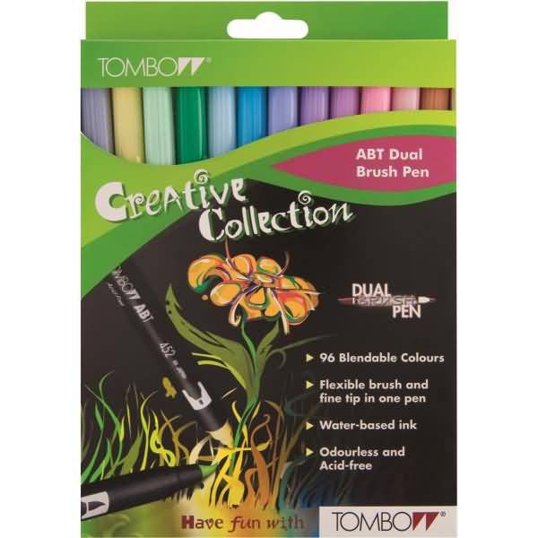 Dual-Fasermaler ABT mit Rundspitze/Pinselspitze VE=12 Farben pastels