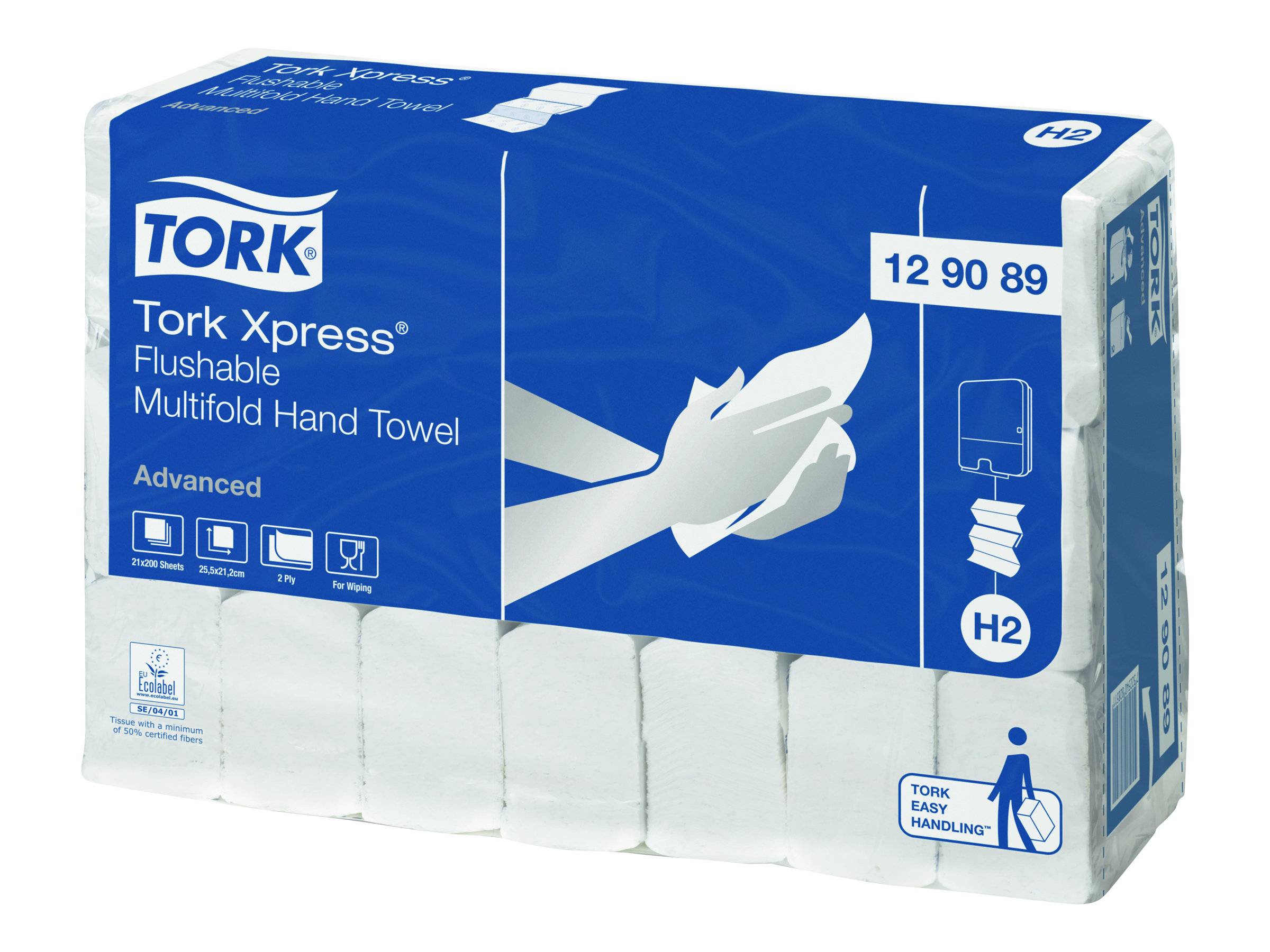 TORK Xpress Advanced H2 - Handtuch - 200 Blätter - mehrfach - weiß (Packung mit 21)