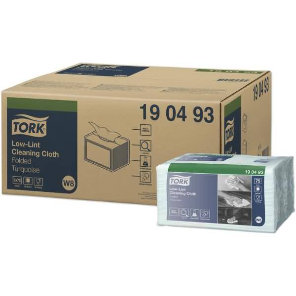 Reinigungstücher fusselarm W8 1-lagig 38,5x30cm türkis 8x75 Tücher