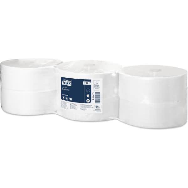 Toilettenpapier Universal Jumbo Rolle 1-lagig 9,5cmx650m weiß VE=6 Rollen