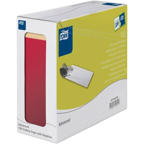 Bestecktaschen Advanced 20x8,5cm 2-lagig bordeaux/sand VE=100 Stück