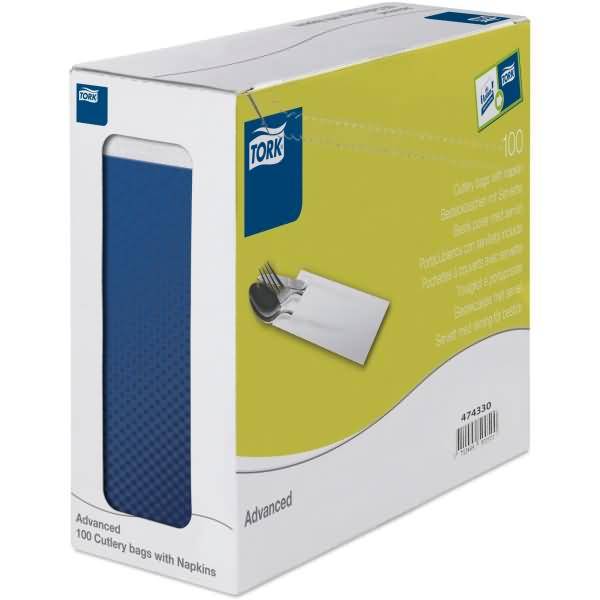 Bestecktaschen Advanced 20x8,5cm 2-lagig dunkelblau/weiß VE=100 Stück