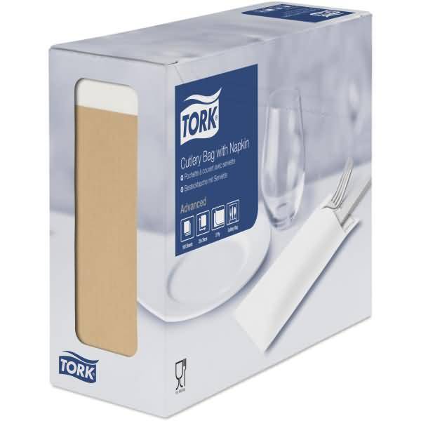 Bestecktaschen Advanced 20x8,5cm 2-lagig natur/weiß VE=100 Stück