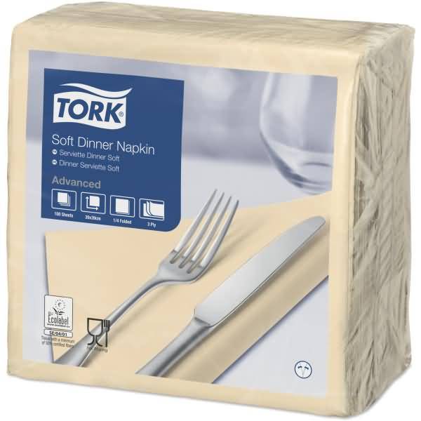 Dinnerservietten Advanced 39x39cm 1/4 Falz 3-lagig sand VE=100 Stück