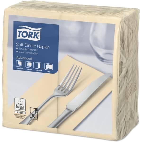 Dinnerservietten Advanced 39x39cm 1/8 Falz 3-lagig sandfarben VE=100 Stück