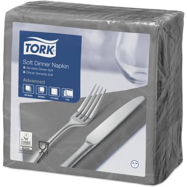 Dinnerservietten Advanced 39x39cm 1/4 Falz 3-lagig grau VE=100 Stück