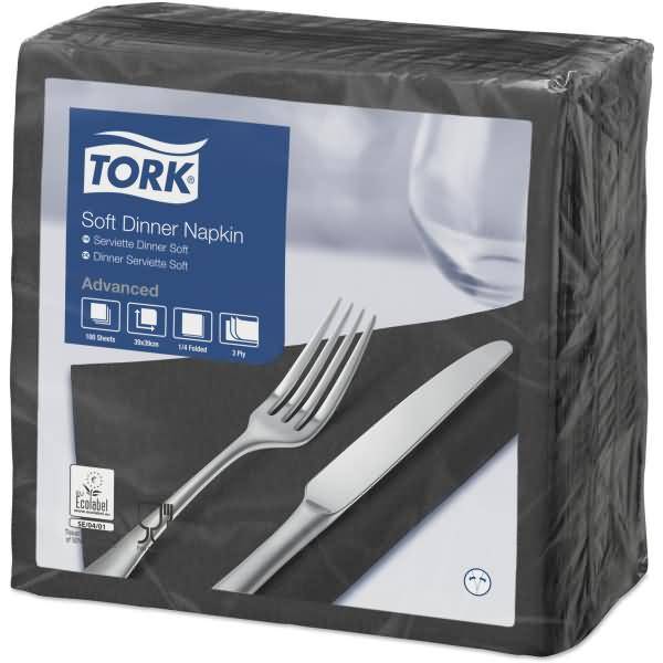 Dinnerservietten Advanced 39x39cm 1/4 Falz 3-lagig schwarz VE=100 Stück