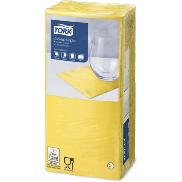 Cocktailservietten Advanced 24x24cm 1/4 Falz 2-lagig gelb VE=200 Stück