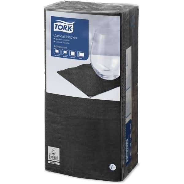 Cocktailservietten Advanced 24x24cm 1/4 Falz 2-lagig schwarz VE=200 Stück