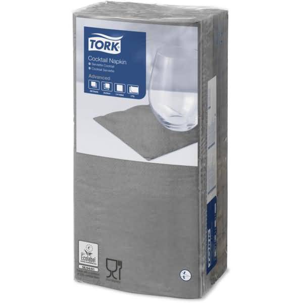 Cocktailservietten Advanced 24x24cm 1/4 Falz 2-lagig grau VE=200 Stück